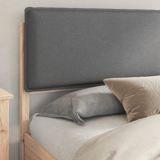 Estrutura de Cama de casal moderno com Cabeceira Estofada Cinza Escuro
