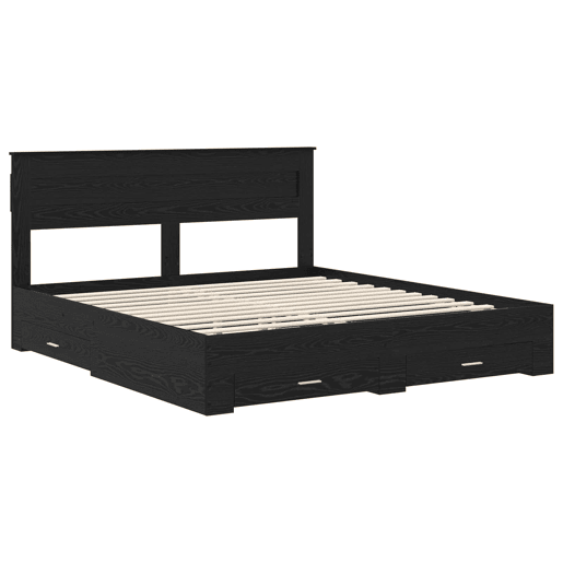 Estrutura da Cama de casal moderno com cabeceira Carvalho Preto 180 x 200 cm