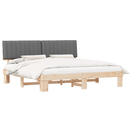 Estrutura de Cama de casal moderno com Cabeceira Estofada Cinzento-claro