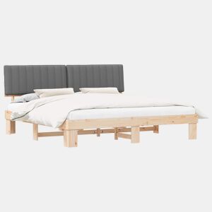 Estrutura de Cama de casal moderno com Cabeceira Estofada Cinzento-claro
