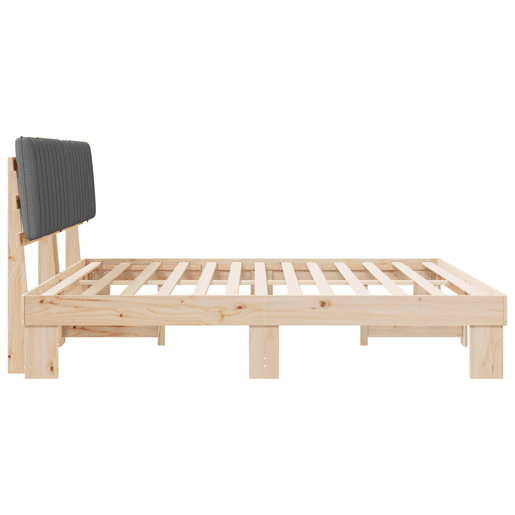 Estrutura de Cama de casal moderno com Cabeceira Estofada Cinzento-claro