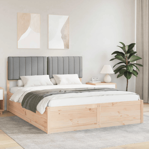 Estrutura de Cama de casal moderno com Cabeceira Estofada Cinzento-claro
