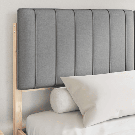 Estrutura de Cama de casal moderno com Cabeceira Estofada Cinzento-claro