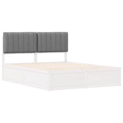 Estrutura de Cama de casal moderno com Cabeceira Estofada Cinzento-claro