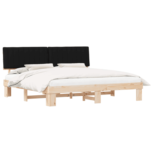 Estrutura de Cama de casal moderno com Cabeceira Estofada Preto 200 x 200 cm