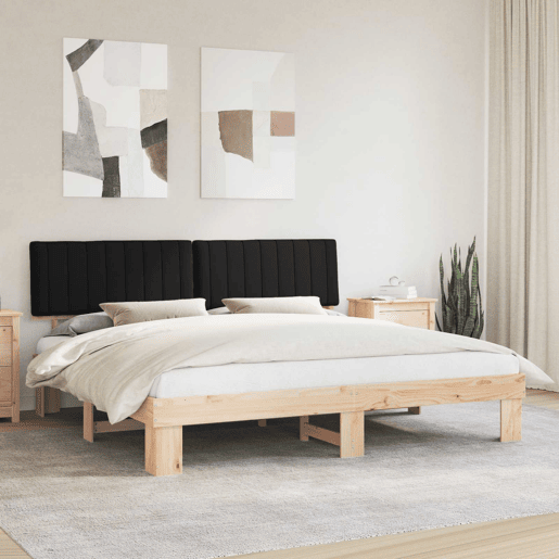 Estrutura de Cama de casal moderno com Cabeceira Estofada Preto 200 x 200 cm