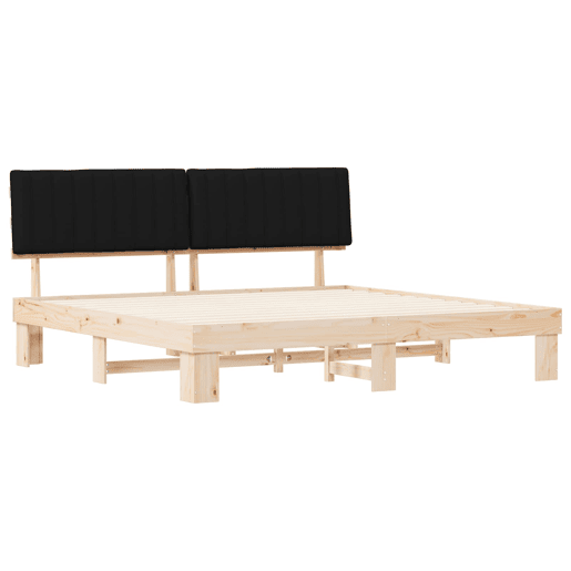 Estrutura de Cama de casal moderno com Cabeceira Estofada Preto 200 x 200 cm