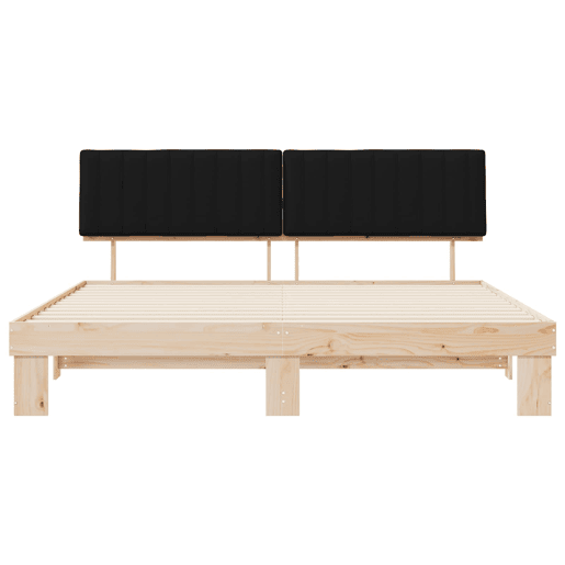 Estrutura de Cama de casal moderno com Cabeceira Estofada Preto 200 x 200 cm