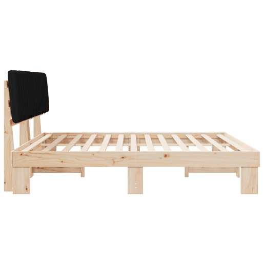 Estrutura de Cama de casal moderno com Cabeceira Estofada Preto 200 x 200 cm
