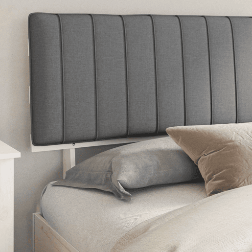 Estrutura de Cama de casal moderno com Cabeceira Estofada Cinzento-claro