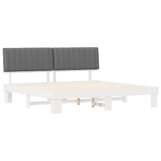 Estrutura de Cama de casal moderno com Cabeceira Estofada Cinzento-claro