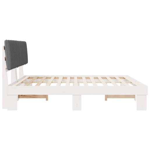 Estrutura de Cama de casal moderno com Cabeceira Estofada Cinzento-claro