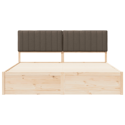 Estrutura de Cama de casal moderno com Cabeceira Estofada Cinzento-acastanhado