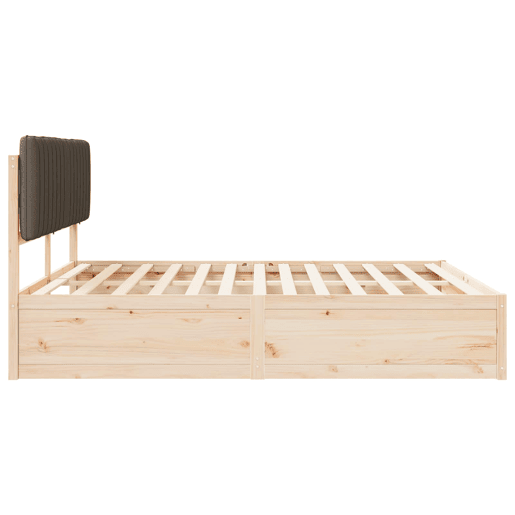 Estrutura de Cama de casal moderno com Cabeceira Estofada Cinzento-acastanhado