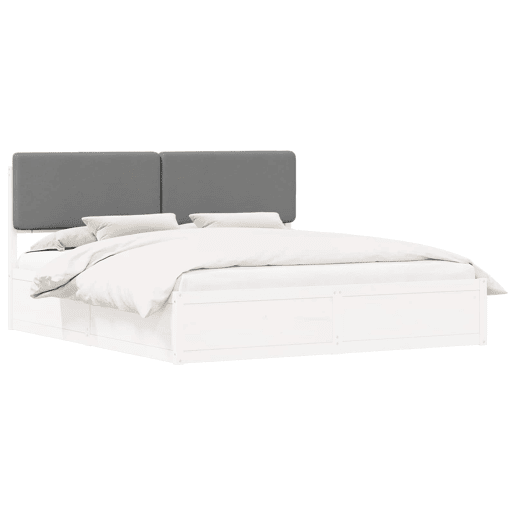Estrutura de Cama de casal moderno com Cabeceira Estofada Cinzento-claro