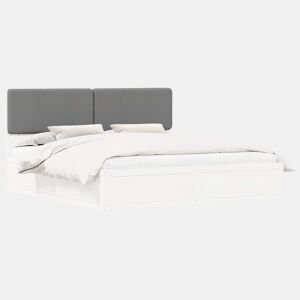 Estrutura de Cama de casal moderno com Cabeceira Estofada Cinzento-claro