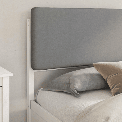 Estrutura de Cama de casal moderno com Cabeceira Estofada Cinzento-claro