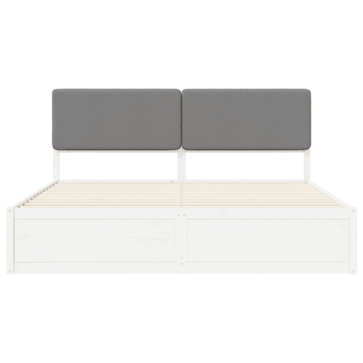 Estrutura de Cama de casal moderno com Cabeceira Estofada Cinzento-claro