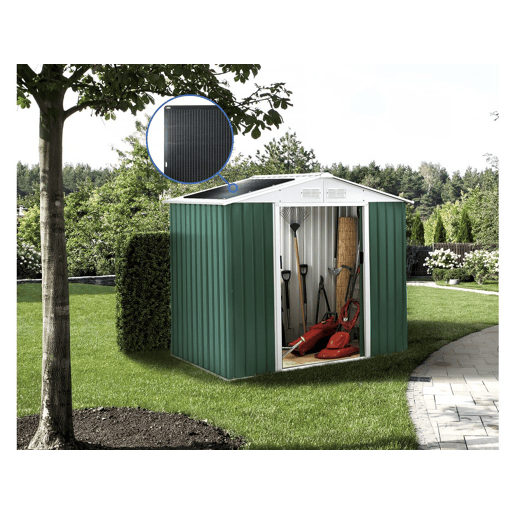 Abrigo de jardim metálico - Rosas - 2,71 m² com painéis solares