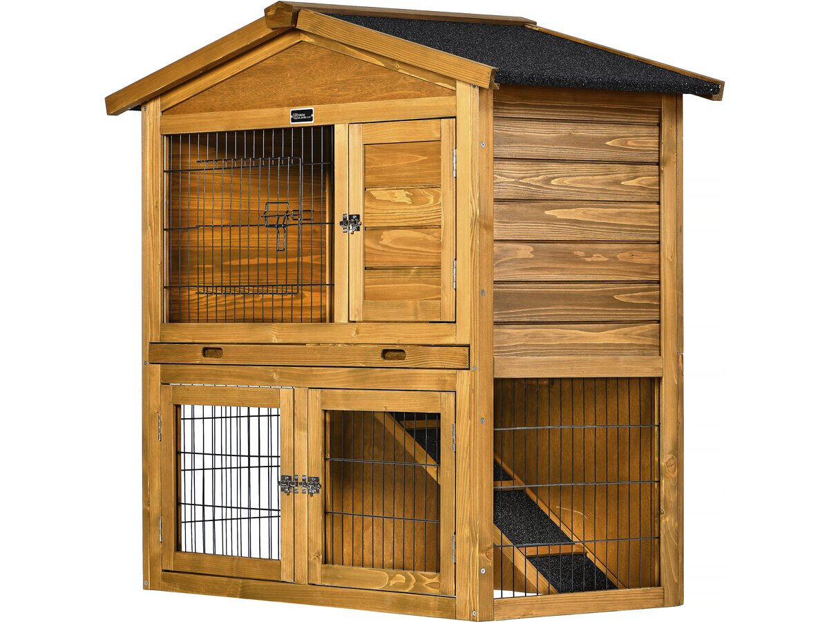 Conejera y gallinero de madera <> - 102 x 55 x 100 cm - marrón