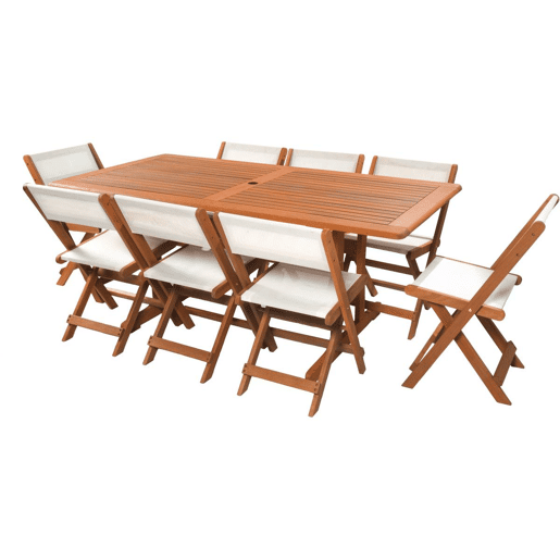 Móveis de jantar para jardim Seoul - 1 mesa + 8 cadeiras - Bordo - Bege