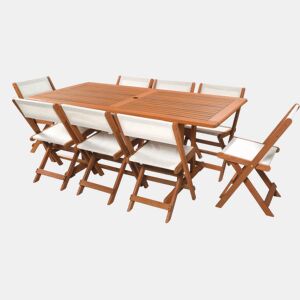 Móveis de jantar para jardim Seoul - 1 mesa + 8 cadeiras - Bordo - Bege
