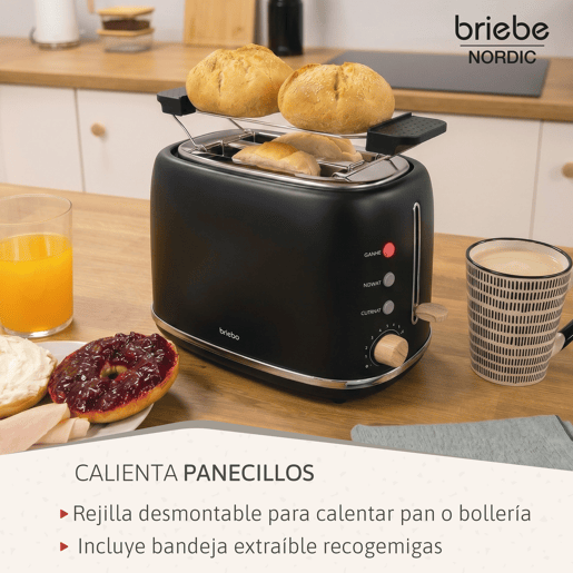 Briebe SKT1209BLK Nordic Conjunto Máquina de Café de 20 Bar Cápsulas e Café Moído + Chaleira Elétrica 1,7L + Torradeira de Pão 2 Fendas Largas, 1350, Preto