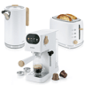 Briebe SKT1209WHT Nordic Conjunto Máquina de Café de 20 Bar Cápsulas e Café Moído + Chaleira Elétrica 1,7L + Torradeira de Pão 2 Fendas Largas, 1350, Branco