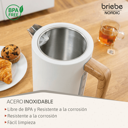 Briebe SKT1209WHT Nordic Conjunto Máquina de Café de 20 Bar Cápsulas e Café Moído + Chaleira Elétrica 1,7L + Torradeira de Pão 2 Fendas Largas, 1350, Branco