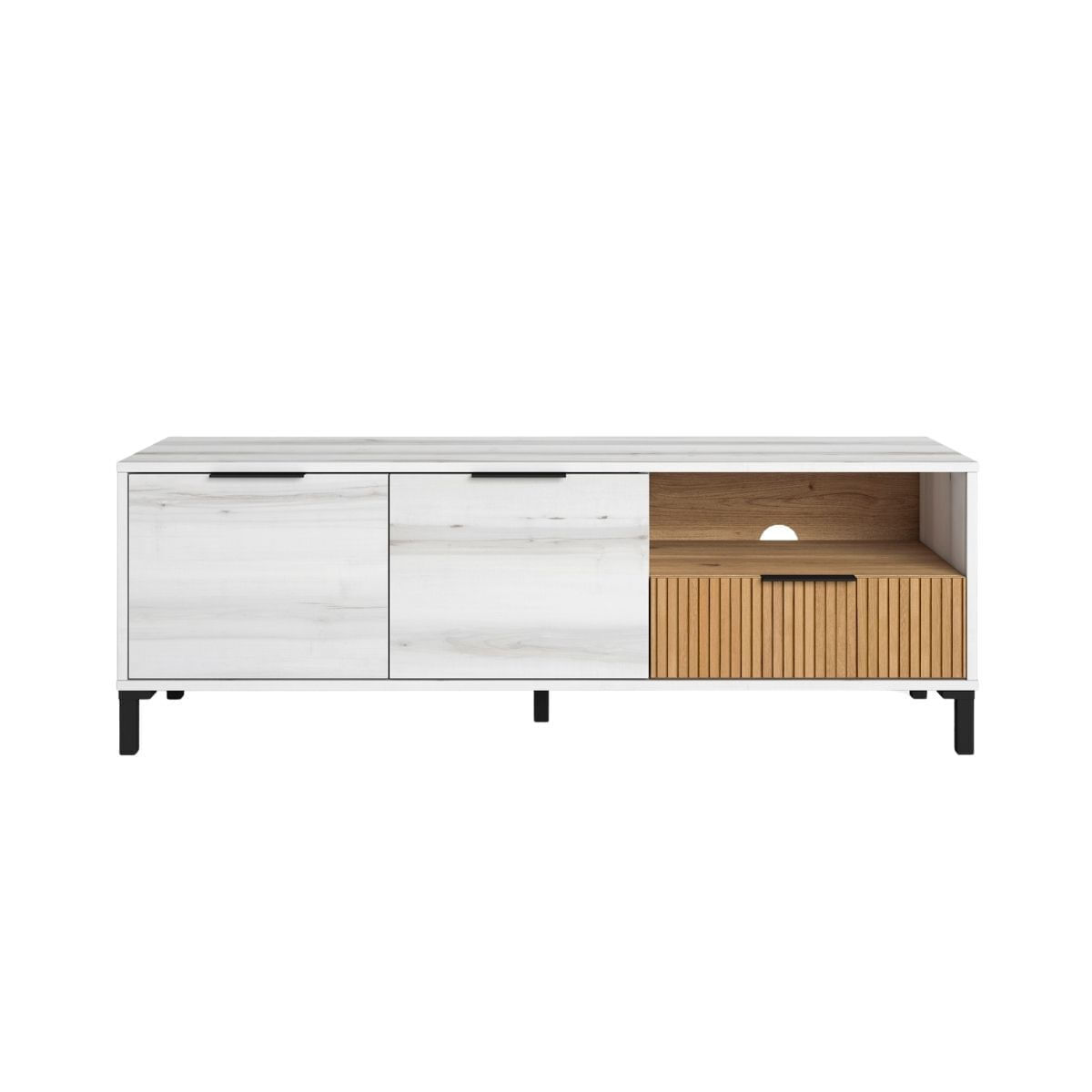 Mueble de TV Tokio  puertas con cajón y compartimento alborayado