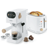Briebe SKT1221WHT Nordic Conjunto Máquina de Café 20 Bar Cápsulas e Café Moído + Torradeira de Pão 2 Fendas Largas, 1350, Branco
