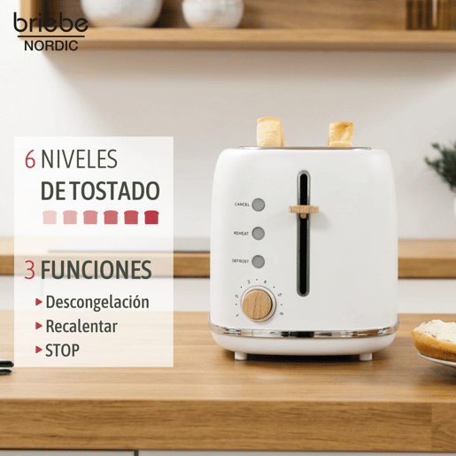 Briebe SKT1221WHT Nordic Conjunto Máquina de Café 20 Bar Cápsulas e Café Moído + Torradeira de Pão 2 Fendas Largas, 1350, Branco