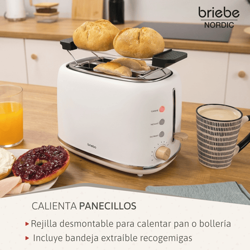 Briebe SKT1221WHT Nordic Conjunto Máquina de Café 20 Bar Cápsulas e Café Moído + Torradeira de Pão 2 Fendas Largas, 1350, Branco