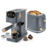 Briebe SKT1221GRY Nordic Conjunto Máquina de Café 20 Bar Cápsulas e Café Moído + Torradeira de Pão 2 Fendas Largas, 1350, Cinza