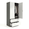 Roupeiro Lark 2 portas 2 gavetas Gris Grafito - Blanco Artik (Blanco Mate) 81,5 x 180 x 52 cm