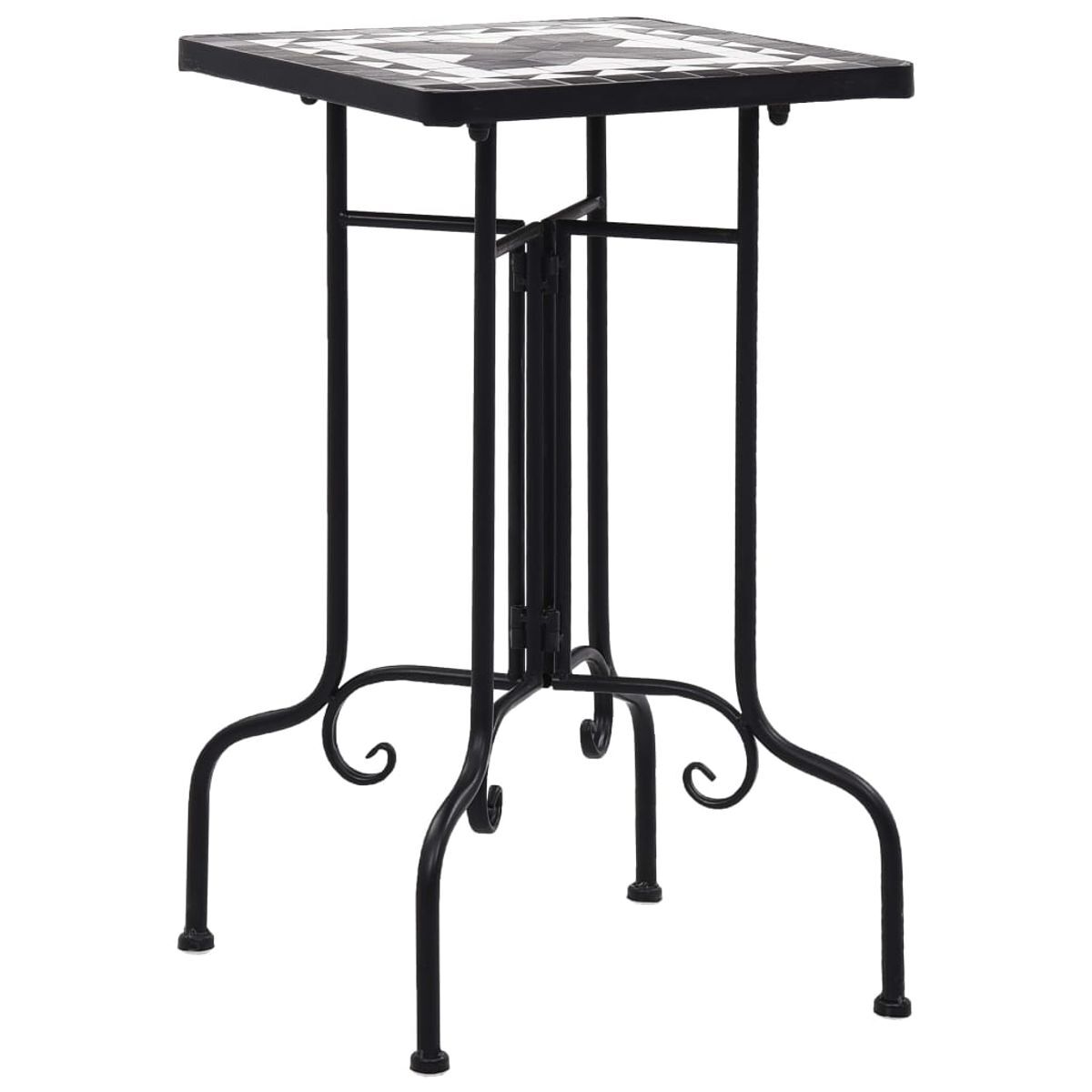 Mesa de exterior mosaico cerámica negro/blanco 56x35x35 cm