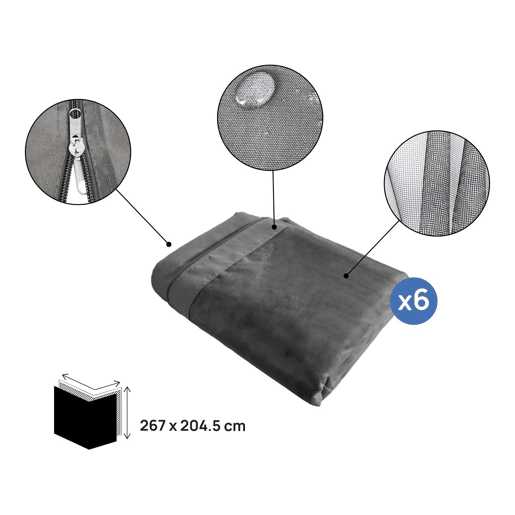 Cortina Kensington para pérgula bioclimática - 3 x 5 m - Cinzento