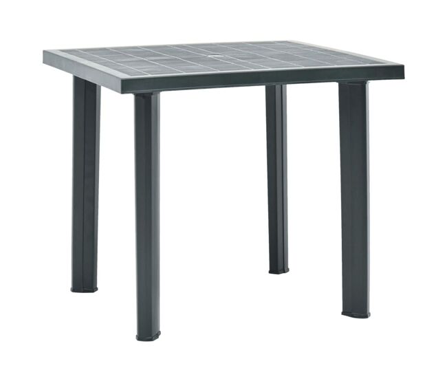 Mesa de exterior con orificio para sombrilla verde 72x80x75 cm