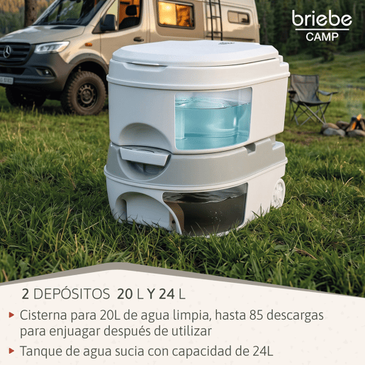 Briebe WC1196W Sanita Química Portátil com Rodas 24L Camper, Campismo, Caravana, Auto Caravana, WC, , Branco