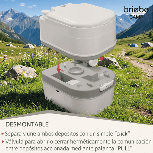 Briebe WC1195W Sanita Química Portátil para Adultos 24L Camper, Campismo, Caravana, Auto Caravana, WC, , Branco