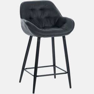 Banqueta altacadeira de bar x1 com assento acolchoado em tecido cinza escuro e metal preto 10_0004900