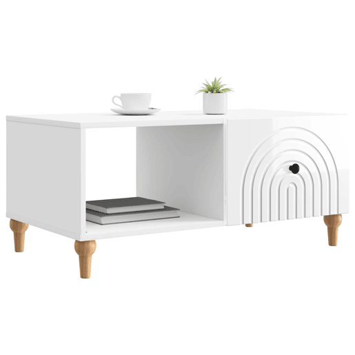 Mesa de Centro, Mesa baixa, Branco Brilhante 90 x 50 x 40 cm