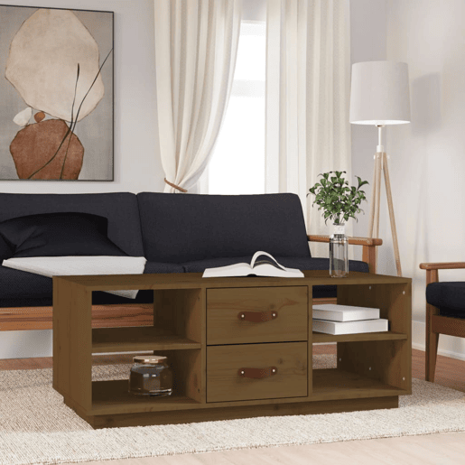 Mesa de Centro, Mesa baixa, 100x50x41 cm pinho maciço castanho mel
