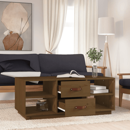 Mesa de Centro, Mesa baixa, 100x50x41 cm pinho maciço castanho mel