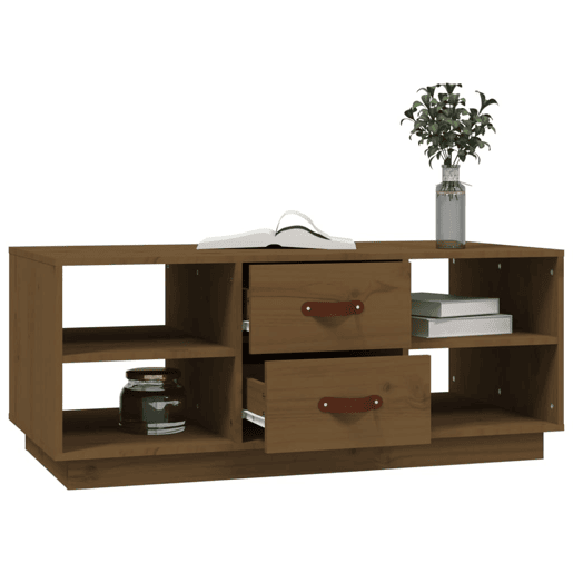 Mesa de Centro, Mesa baixa, 100x50x41 cm pinho maciço castanho mel