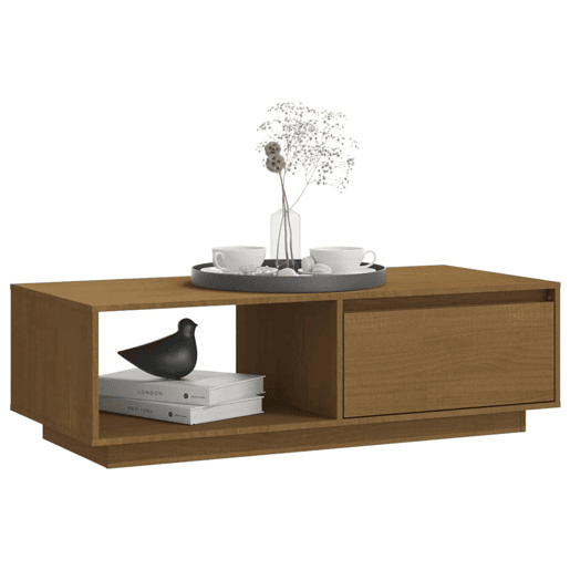 Mesa de Centro, Mesa baixa, 110x50x33,5 cm pinho maciço castanho mel