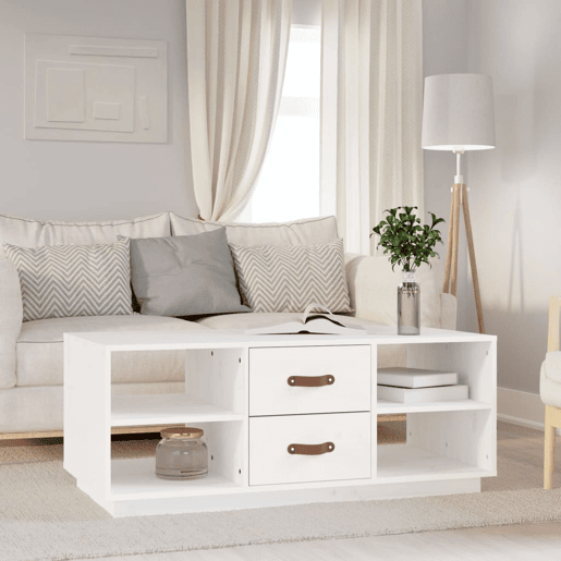 Mesa de Centro, Mesa baixa, 100x50x41 cm pinho maciço branco