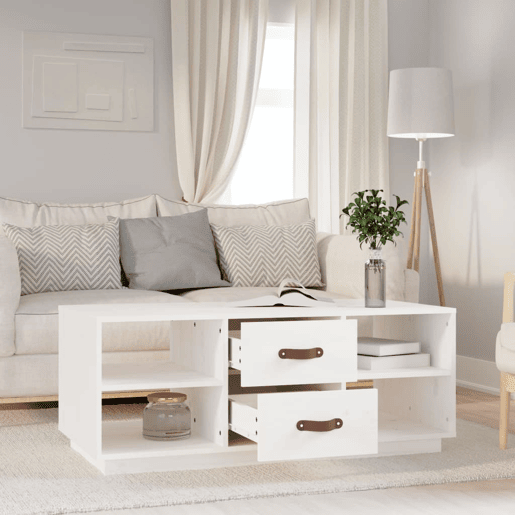 Mesa de Centro, Mesa baixa, 100x50x41 cm pinho maciço branco