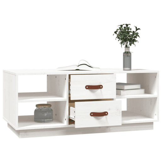 Mesa de Centro, Mesa baixa, 100x50x41 cm pinho maciço branco