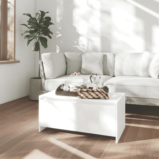 Mesa de Centro, Mesa baixa, 90x50x41,5 cm derivados de madeira branco